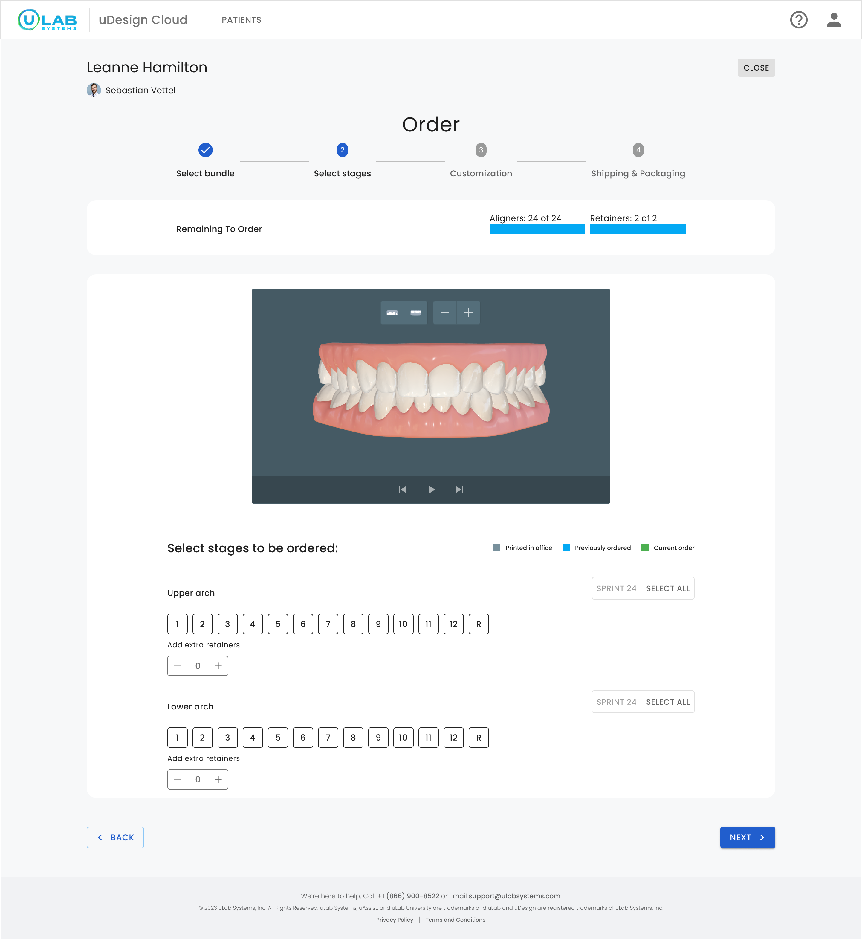 Full-screen uCloud stage selection step